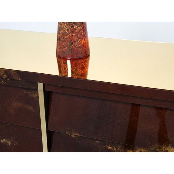 Image 1 of Buffet vintage en laque et laiton de Jansen, 1970