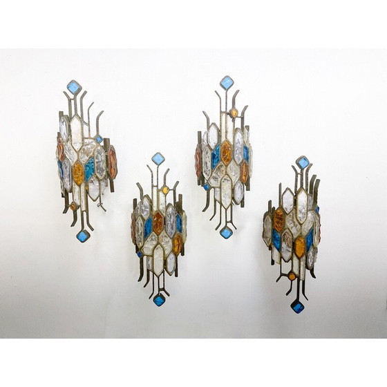 Image 1 of Paire d'appliques vintage en verre de Murano par Poliarte, Italie 1970