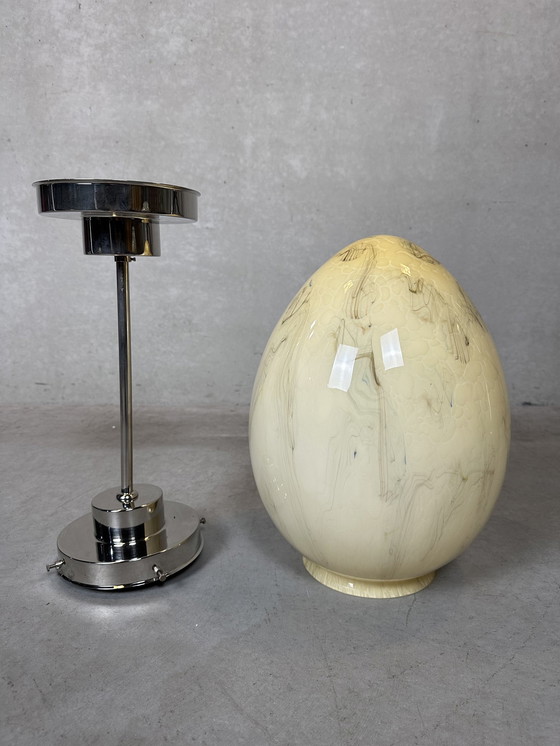 Image 1 of Xl Art Deco Suspension Lamp - Marbled Opaline