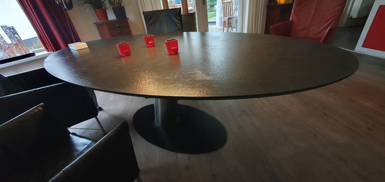 Image 1 of Table de salle à manger Libra Oval, 225X115 Cm, pied en acier inoxydable, plateau noir