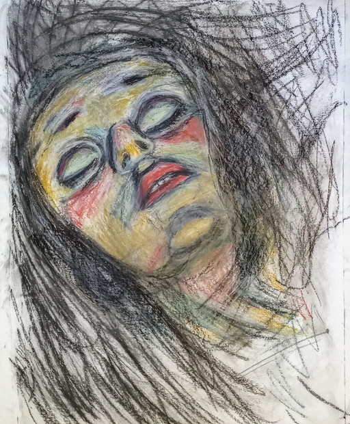 Tineke Van Steenbergen Fille, dessin au pastel