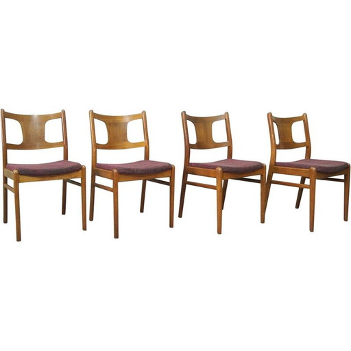 Ensemble de 4 chaises de salle à manger vintage en teck danois années 1960