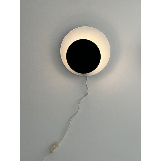 Image 1 of Applique vintage "Cirkle" en métal laqué noir et blanc, Danemark 1970