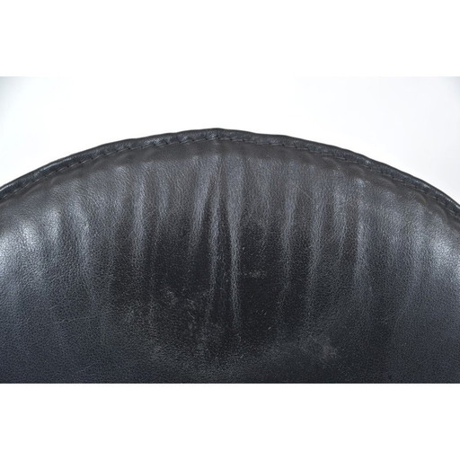 Fauteuil à bascule vintage Nonna en bois courbé noirci et cuir par Paul Tuttle pour Strässle International, Suisse 1970