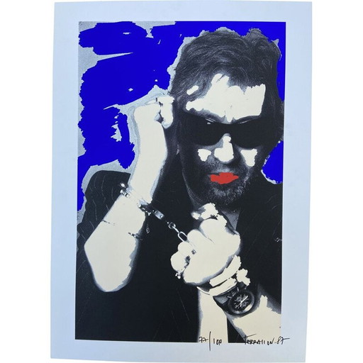Sérigraphie vintage de Gainsbourg par Pierre Terrasson, 1987