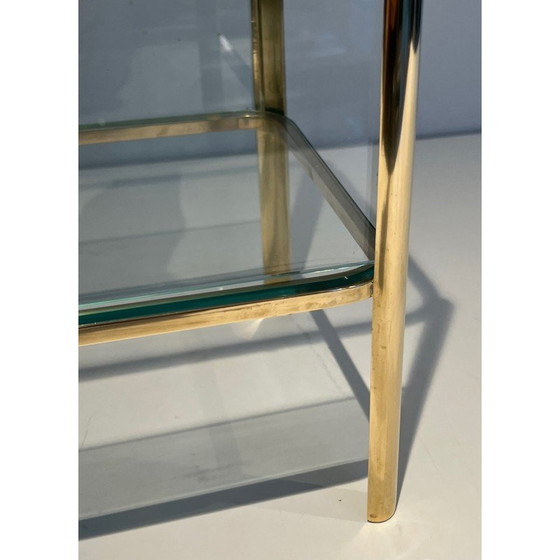 Image 1 of Porte-revues vintage en bronze et verre par Jacques Théophile Lepelletier pour Broncz, France 1970