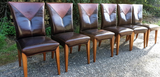 Image 1 of 6x Schuitema Art Nouveau Rac Royal Antique Exclusive Leather Dining Chairs