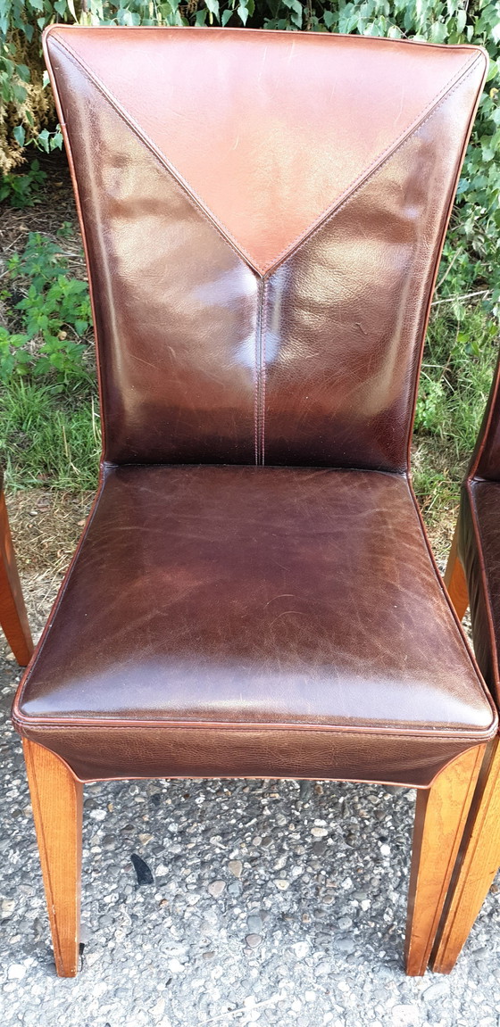 Image 1 of 6x Schuitema Art Nouveau Rac Royal Antique Exclusive Leather Dining Chairs