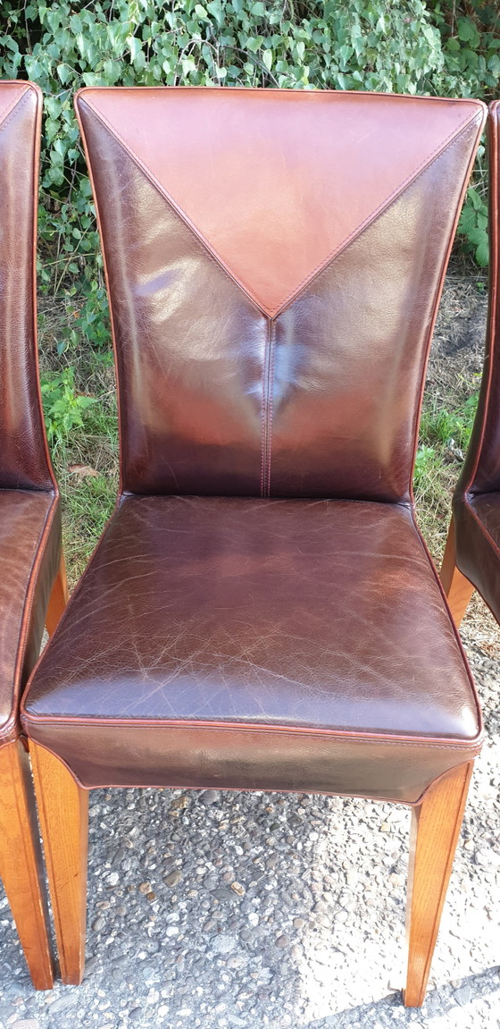 Image 1 of 6x Schuitema Art Nouveau Rac Royal Antique Exclusive Leather Dining Chairs