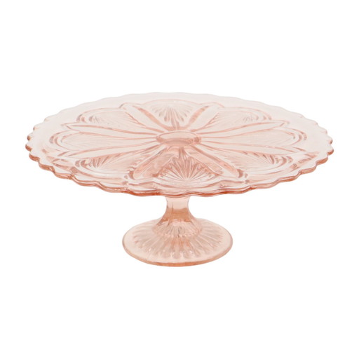 Plat à gâteau Art déco rose