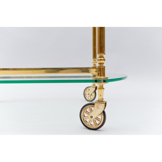 Image 1 of Chariot de service vintage en laiton et verre, Italie 1960