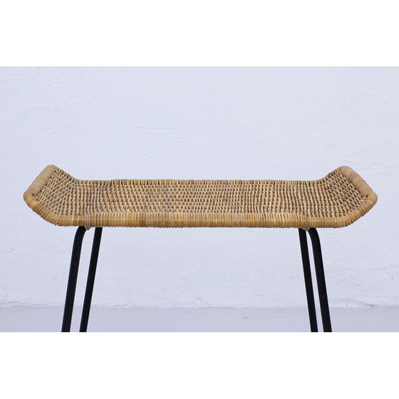 Image 1 of Tabouret vintage en osier et métal par Gian Franco Legler, 1950