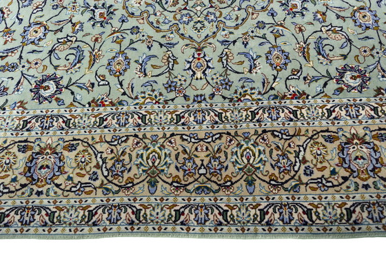 Image 1 of Tapis d'Orient noué à la main - Keshan En vert pistache - 315 X 230 cm