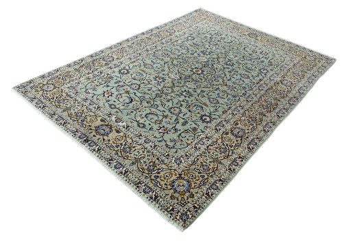 Tapis d'Orient noué à la main - Keshan En vert pistache - 315 X 230 cm