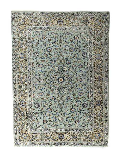 Tapis d'Orient noué à la main - Keshan En vert pistache - 315 X 230 cm