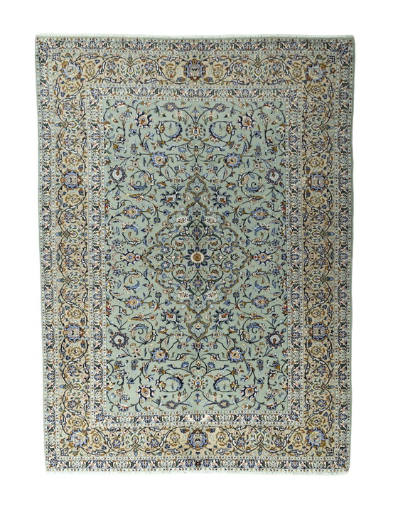 Image 1 of Tapis d'Orient noué à la main - Keshan En vert pistache - 315 X 230 cm