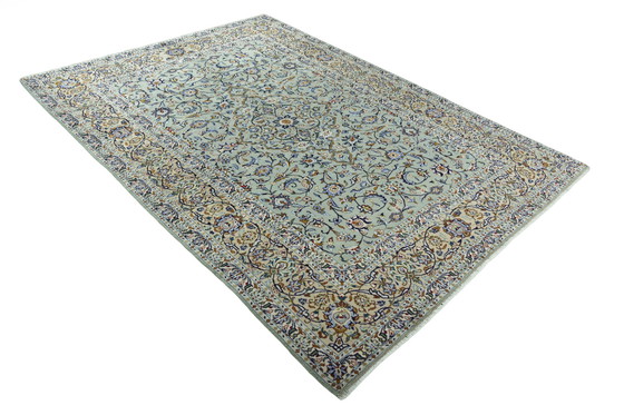 Image 1 of Tapis d'Orient noué à la main - Keshan En vert pistache - 315 X 230 cm