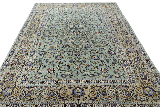 Image 1 of Tapis d'Orient noué à la main - Keshan En vert pistache - 315 X 230 cm