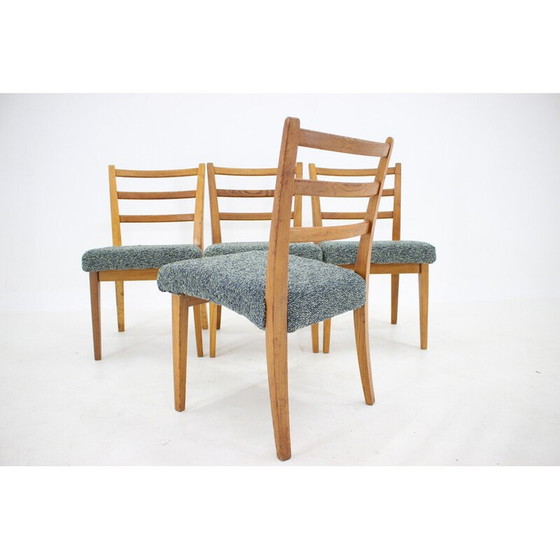 Image 1 of Ensemble de 4 chaises de salle à manger vintage en bois de chêne ,Tchécoslovaquie années 1960