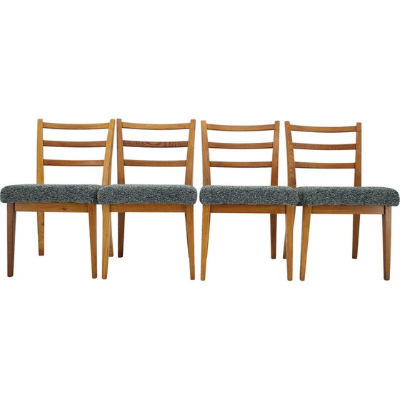 Image 1 of Ensemble de 4 chaises de salle à manger vintage en bois de chêne ,Tchécoslovaquie années 1960
