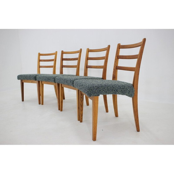 Image 1 of Ensemble de 4 chaises de salle à manger vintage en bois de chêne ,Tchécoslovaquie années 1960