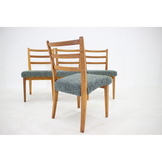 Image 1 of Ensemble de 4 chaises de salle à manger vintage en bois de chêne ,Tchécoslovaquie années 1960