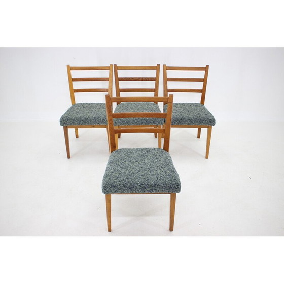 Image 1 of Ensemble de 4 chaises de salle à manger vintage en bois de chêne ,Tchécoslovaquie années 1960