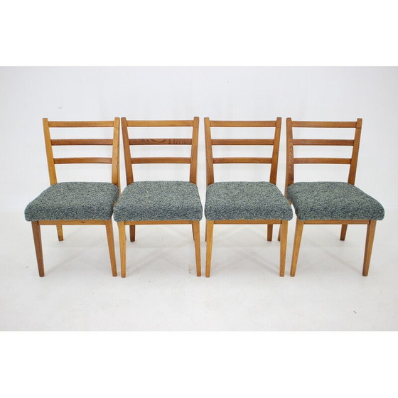 Image 1 of Ensemble de 4 chaises de salle à manger vintage en bois de chêne ,Tchécoslovaquie années 1960