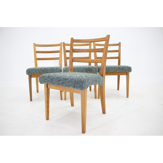 Image 1 of Ensemble de 4 chaises de salle à manger vintage en bois de chêne ,Tchécoslovaquie années 1960