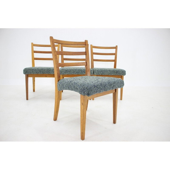 Image 1 of Ensemble de 4 chaises de salle à manger vintage en bois de chêne ,Tchécoslovaquie années 1960