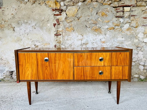 Buffet en noyer flammé, Mid Century, années 1960