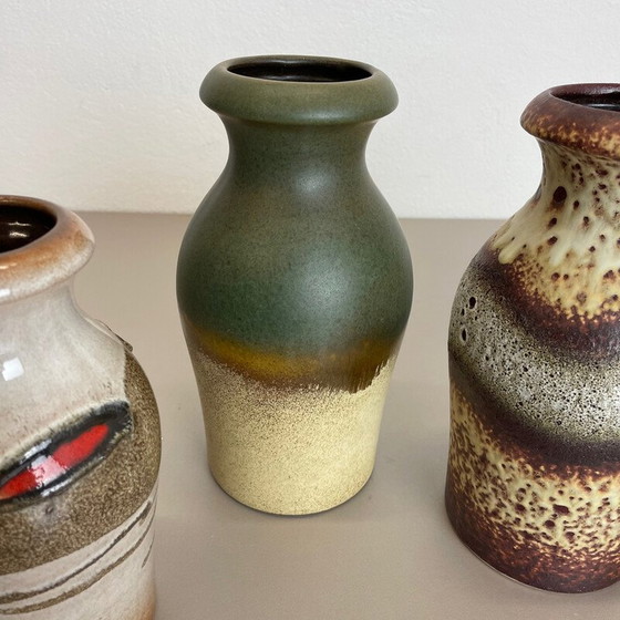 Image 1 of Ensemble de 5 vases à lave grasse en poterie vintage par Scheurich, Allemagne 1970