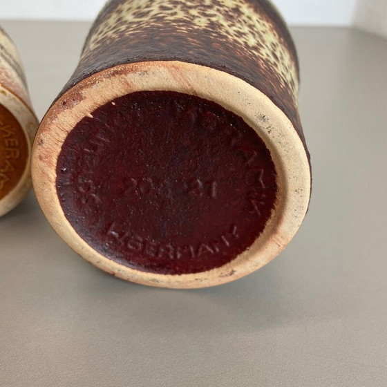 Image 1 of Ensemble de 5 vases à lave grasse en poterie vintage par Scheurich, Allemagne 1970