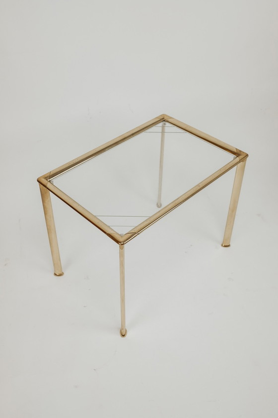 Image 1 of Table d'appoint en laiton et verre 1980