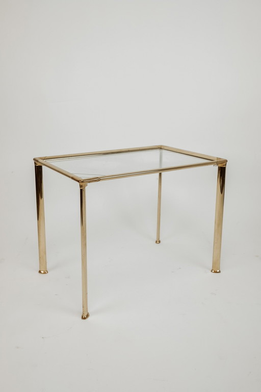 Table d'appoint en laiton et verre 1980