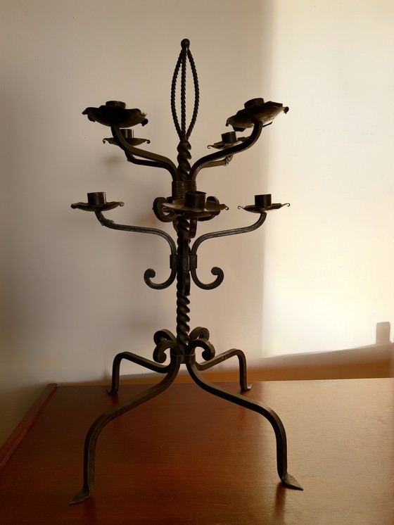 Image 1 of Chandelier Fer Forgé Ancien 