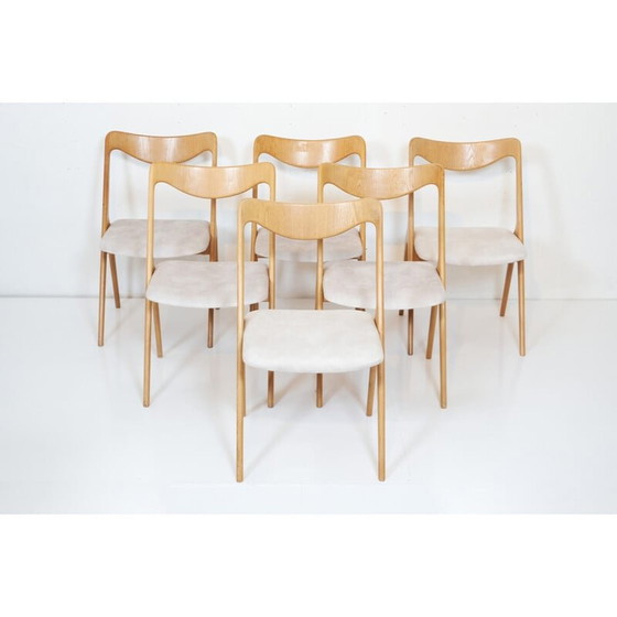 Image 1 of Ensemble de 6 chaises vintage en bois de chêne par Albin Johansson and Sons, 1960
