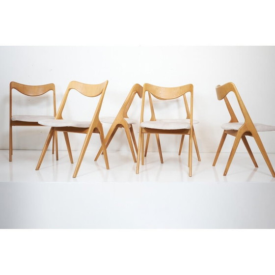 Image 1 of Ensemble de 6 chaises vintage en bois de chêne par Albin Johansson and Sons, 1960