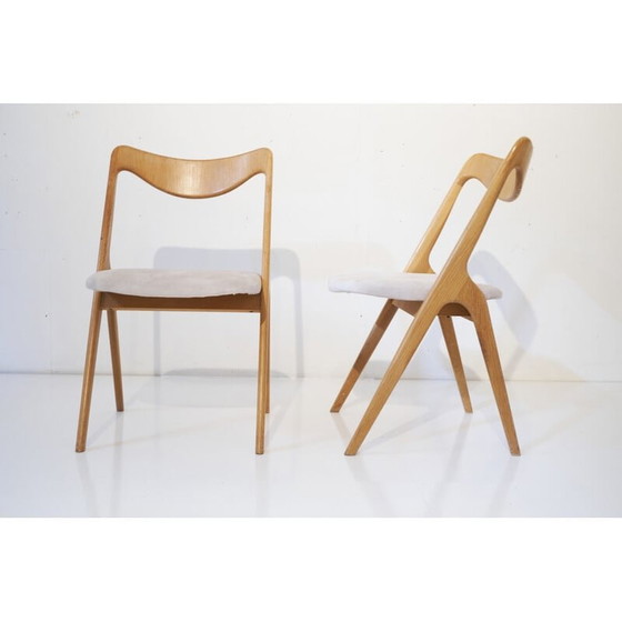 Image 1 of Ensemble de 6 chaises vintage en bois de chêne par Albin Johansson and Sons, 1960