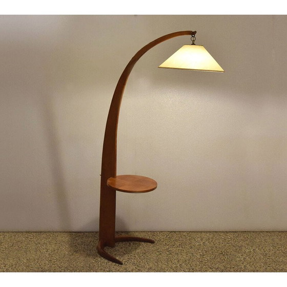 Image 1 of Lampadaire vintage en bois massif, Italie 1950