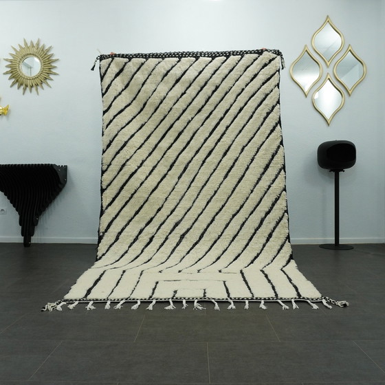 Image 1 of Tapis berbère - 273 Cm X 154 Cm - Laine blanche et noire