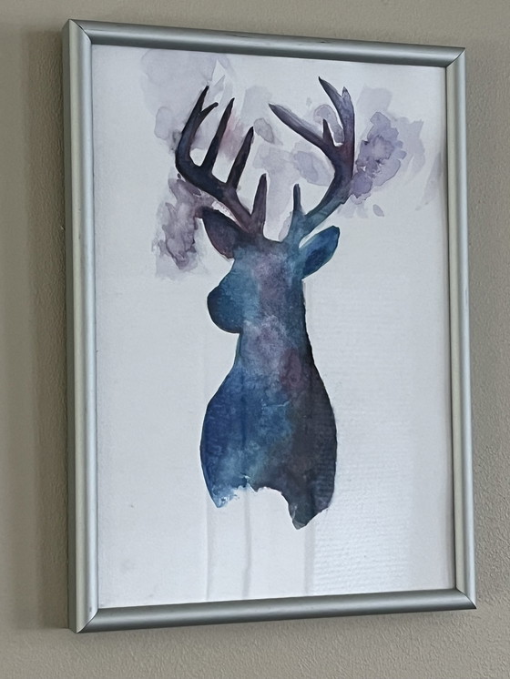 Image 1 of Aquarelle cerf en automne