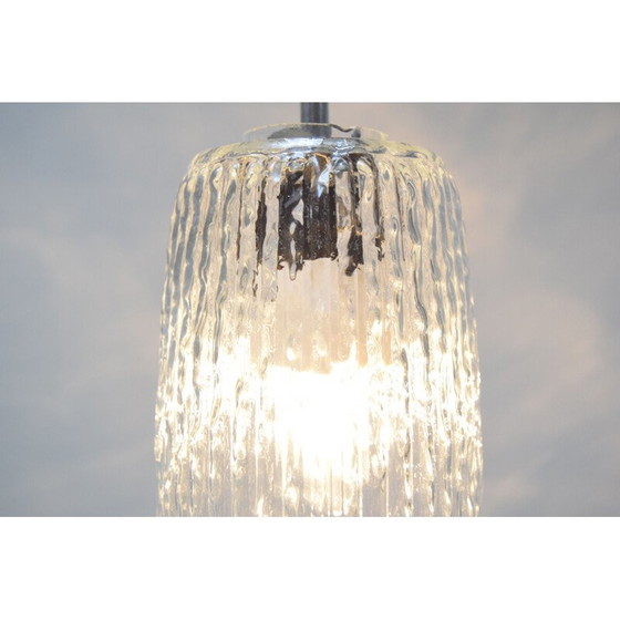 Image 1 of Lampe suspendue vintage en verre et métal, Tchécoslovaquie 1960