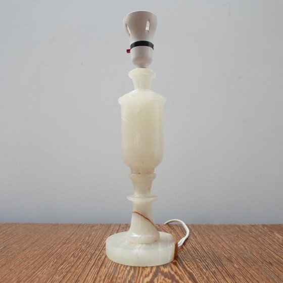 Image 1 of Lampe de table vintage en onyx et albâtre, Angleterre 1970