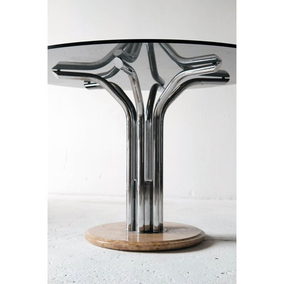 Image 1 of Table vintage en verre avec base en marbre, Italie 1960s
