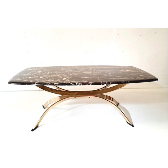 Image 1 of Table basse vintage en marbre et bronze, France 1970