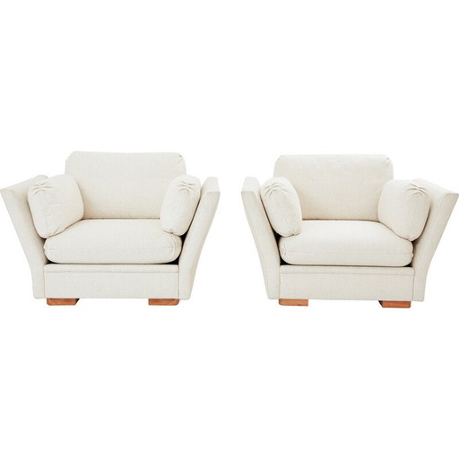 Paire de fauteuils vintage en chêne massif pour La Maison Jansen, 1960