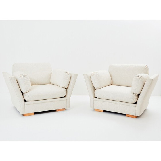 Image 1 of Paire de fauteuils vintage en chêne massif pour La Maison Jansen, 1960