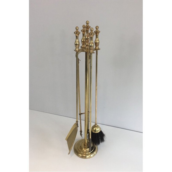 Image 1 of Ensemble de cheminée en laiton vintage