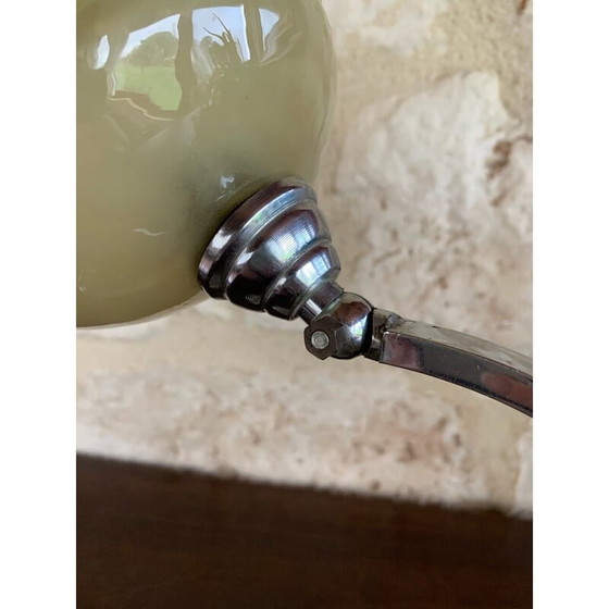 Image 1 of Lampe de table Art Déco en verre et chrome, années 1940-1950